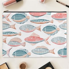 Hand-drawn-seamless-pattern-with-cute-fishes-doodle-style-pink-blue-colors Cosmetic Bag (xxxl)