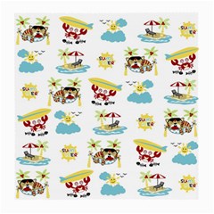 Vector-pattern-with-funny-animals-cartoon-summer-holiday-beach Medium Glasses Cloth (2 Sides)