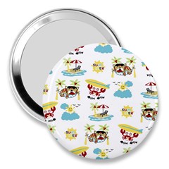 Vector-pattern-with-funny-animals-cartoon-summer-holiday-beach 3  Handbag Mirrors