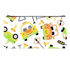 Seamless-pattern-vector-illustration-vehicles-cartoon Pencil Case by Jancukart