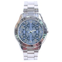 Folk Flowers Print Floral Pattern Ethnic Art Stainless Steel Analogue Watch by Eskimos