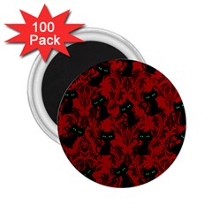 Halloween Goth Cat Pattern In Blood Red 2 25  Magnets (100 Pack)  by NerdySparkleGoth