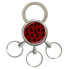 Halloween Goth Cat Pattern In Blood Red 3-ring Key Chain by NerdySparkleGoth