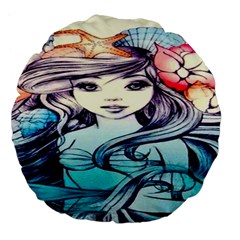 Beautifull Ariel Little Mermaid  Painting Large 18  Premium Flano Round Cushions by artworkshop