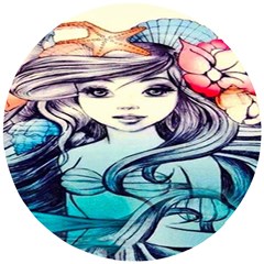 Beautifull Ariel Little Mermaid  Painting Wooden Puzzle Round by artworkshop