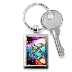 Browning Deer Glitter Galaxy Key Chain (rectangle) by artworkshop