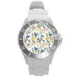 Birds Pattern Round Plastic Sport Watch (L) Front