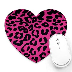 Leopard Print Jaguar Dots Pink Neon Heart Mousepads