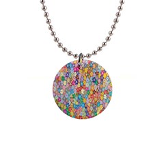 Floral Flowers 1  Button Necklace