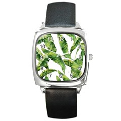 Sheets Tropical Plant Palm Summer Exotic Square Metal Watch by artworkshop