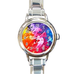 Colorful Painting Round Italian Charm Watch