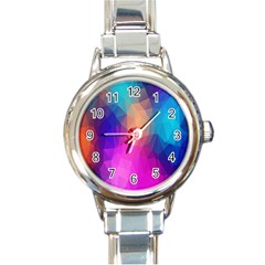 Triangles Polygon Color Round Italian Charm Watch by artworkshop