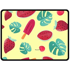 Watermelon Leaves Cherry Background Pattern Double Sided Fleece Blanket (large)  by nate14shop