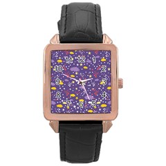 Pattern-cute-clouds-stars Rose Gold Leather Watch 