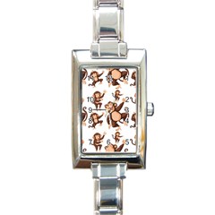 Monkey-seamless-pattern Rectangle Italian Charm Watch