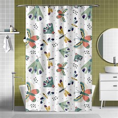 Seamless-pattern-with-moth-butterfly-dragonfly-white-backdrop Shower Curtain 48  X 72  (small) 