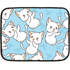 Seamless-little-cat-dragonfly-pattern Double Sided Fleece Blanket (mini) 