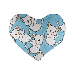 Seamless-little-cat-dragonfly-pattern Standard 16  Premium Heart Shape Cushions