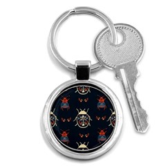 Floral-bugs-seamless-pattern Key Chain (round)