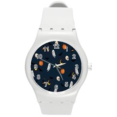 Halloween Ghost Pumpkin Bat Skull Round Plastic Sport Watch (m)