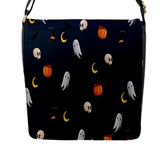 Halloween Ghost Pumpkin Bat Skull Flap Closure Messenger Bag (l) by artworkshop