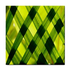 Leaves Grass Woven Tile Coaster by artworkshop