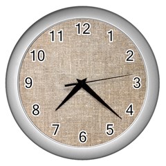 Textile Jute Brown Wall Clock (silver)