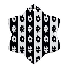 Black-and-white-flower-pattern-by-zebra-stripes-seamless-floral-for-printing-wall-textile-free-vecto Snowflake Ornament (two Sides) by nate14shop