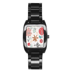 Nature Flora Stainless Steel Barrel Watch