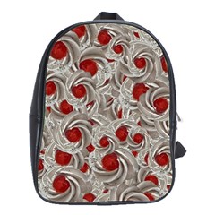 Cream With Cherries Motif Random Pattern School Bag (large) by dflcprintsclothing