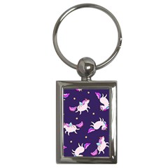 Fantasy-fat-unicorn-horse-pattern-fabric-design Key Chain (rectangle) by Jancukart