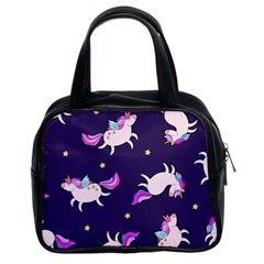 Fantasy-fat-unicorn-horse-pattern-fabric-design Classic Handbag (two Sides) by Jancukart