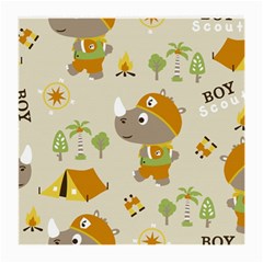 Seamless-pattern-vector-with-funny-boy-scout-scout-day-background Medium Glasses Cloth (2 Sides) by Jancukart