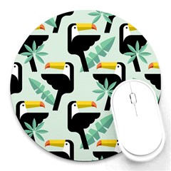 Seamless-tropical-pattern-with-birds Round Mousepads