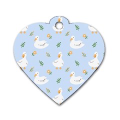 Duck-flower-seamless-pattern-background Dog Tag Heart (two Sides)