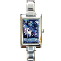 Unicorn Starry Night Rectangle Italian Charm Watch