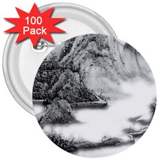 Ink-wash-painting-mountain-rolling-mountains 3  Buttons (100 Pack)  by Jancukart