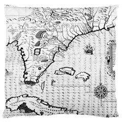 Florida-map-antique-line-art Large Cushion Case (two Sides)