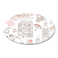 I Love London Drawing Oval Magnet by Jancukart