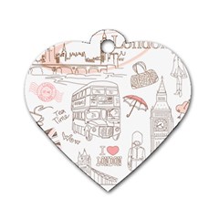 I Love London Drawing Dog Tag Heart (one Side)