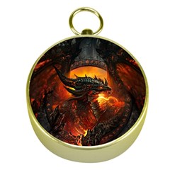 Dragon Fire Fantasy Art Gold Compasses by Jancukart