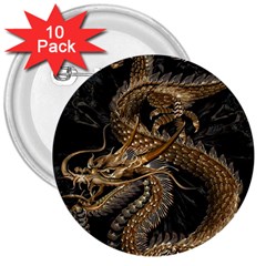 Fantasy Dragon Pentagram 3  Buttons (10 Pack)  by Jancukart