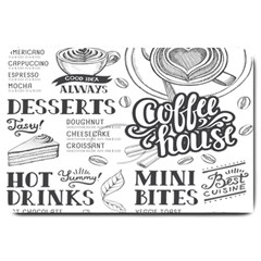 Vintage Coffee-tea-cafe-hamburger-menu-coffee-shop-menu Large Doormat  by Jancukart