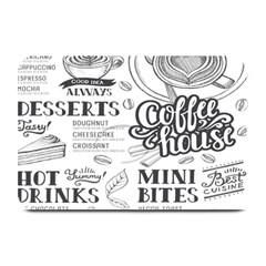 Vintage Coffee-tea-cafe-hamburger-menu-coffee-shop-menu Plate Mats by Jancukart