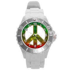 Peace-rastafarian Round Plastic Sport Watch (l)