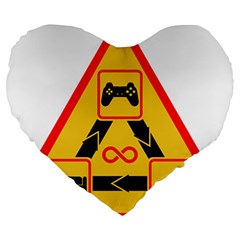 Gamer-geek-video-game-sign-fan Large 19  Premium Flano Heart Shape Cushions by Jancukart