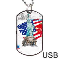 Statue Of Liberty Independence Day Poster Art Dog Tag Usb Flash (one Side) by Jancukart