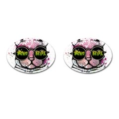 Black-cat-head Cufflinks (oval)