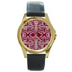 Abstract pattern geometric backgrounds  Round Gold Metal Watch Front