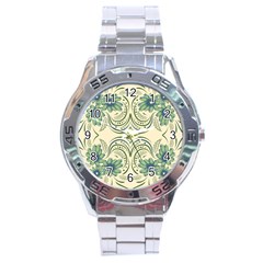 Folk Flowers Print Floral Pattern Ethnic Art Stainless Steel Analogue Watch by Eskimos